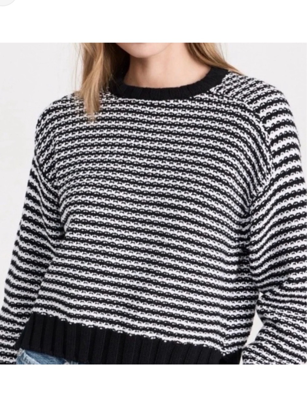NWT Pistola Aura Relaxed Crew Neck Striped Sweater in Black & White size large